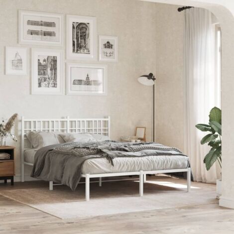 Estructura cama sin colchón con cabecero metal blanco 140x190cm vidaXL