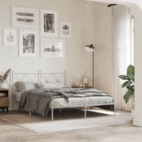 Estructura cama sin colchón con cabecero metal blanco 140x190cm vidaXL
