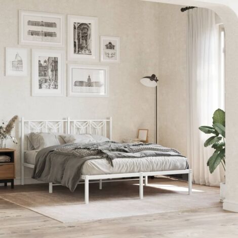 Estructura cama sin colchón con cabecero metal blanco 140x200cm vidaXL