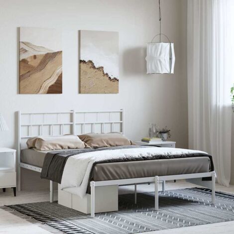 Estructura cama sin colchón con cabecero metal blanco 150x200cm vidaXL
