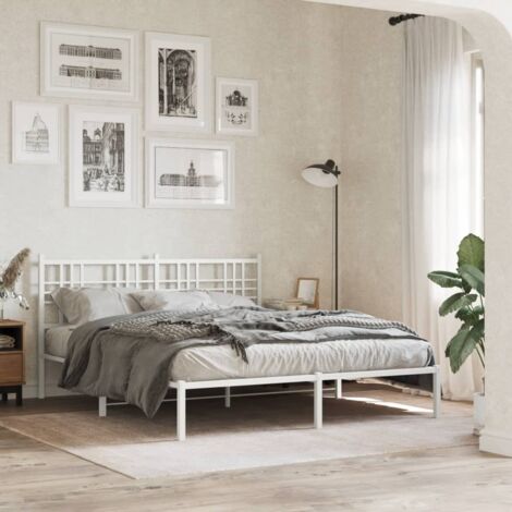 Estructura cama sin colchón con cabecero metal blanco 150x200cm vidaXL