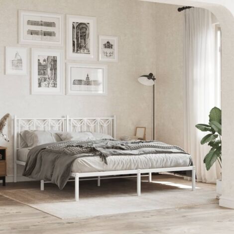 Estructura cama sin colchón con cabecero metal blanco 150x200cm vidaXL
