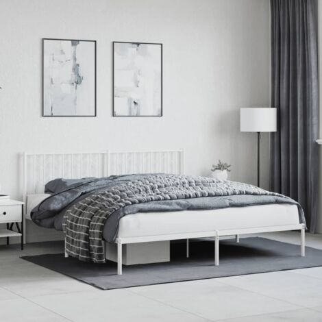 Estructura cama sin colchón con cabecero metal blanco 183x213cm vidaXL