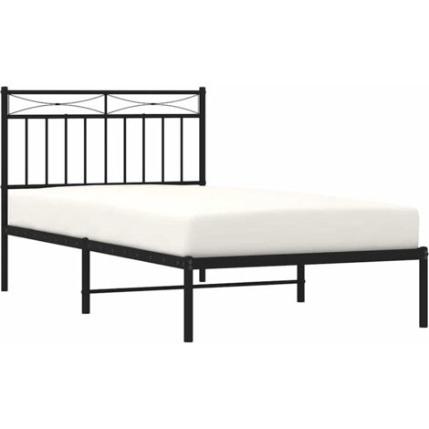 Estructura cama sin colchón con cabecero metal negro 100x190 cm vidaXL