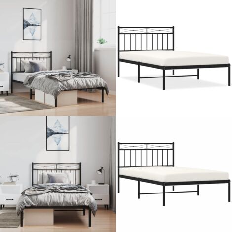 Estructura cama sin colchón con cabecero metal negro 100x200 cm - Cama sin colchón - Cabecero de cama