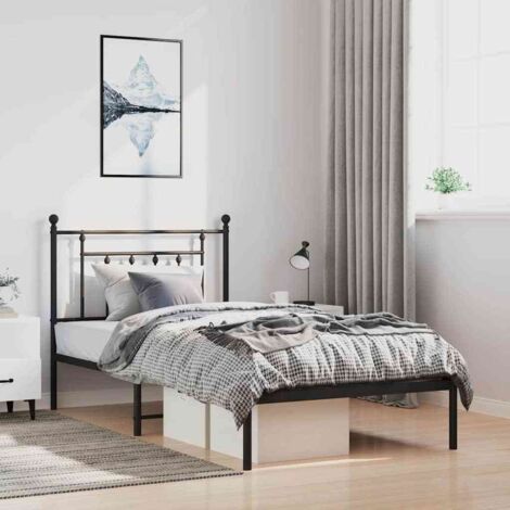 Estructura cama sin colchón con cabecero metal negro 100x200 cm vidaXL