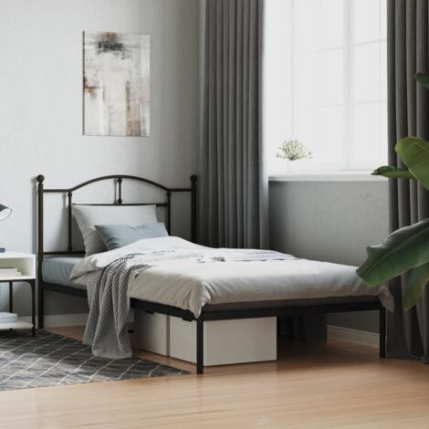 Estructura cama sin colchón con cabecero metal negro 107x203 cm vidaXL