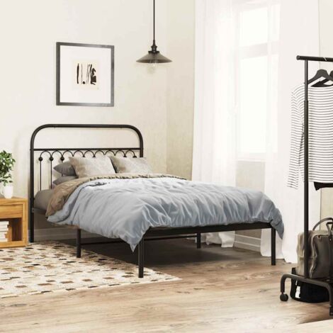 Estructura cama sin colchón con cabecero metal negro 107x203 cm vidaXL