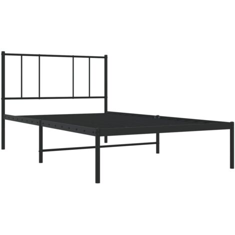 Estructura cama sin colchón con cabecero metal negro 107x203 cm vidaXL