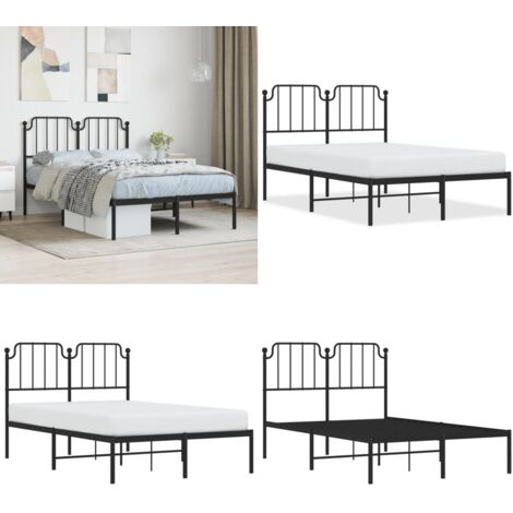 Estructura cama sin colchón con cabecero metal negro 120x190 cm - Cama sin colchón - Cabecero de cama