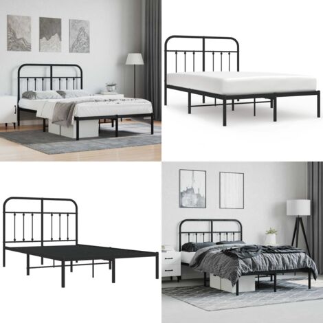 Estructura cama sin colchón con cabecero metal negro 120x190 cm - Cama sin colchón - Cabecero de cama