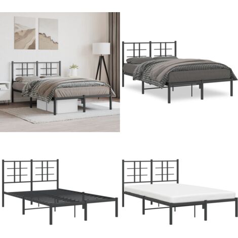 Estructura cama sin colchón con cabecero metal negro 120x200 cm - Cama sin colchón - Cabecero de cama