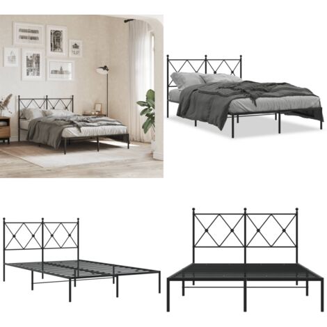 Estructura cama sin colchón con cabecero metal negro 120x200 cm - Cama sin colchón - Cabecero de cama