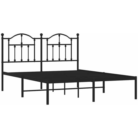 Estructura cama sin colchón con cabecero metal negro 135x190 cm vidaXL