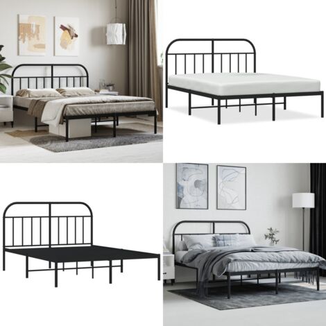 Estructura cama sin colchón con cabecero metal negro 140x190 cm - Cama sin colchón - Cabecero de cama