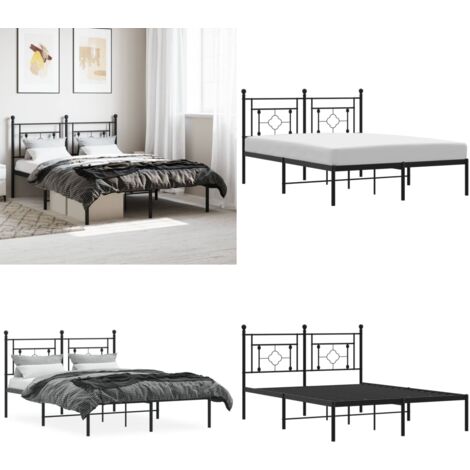 Estructura cama sin colchón con cabecero metal negro 140x190 cm - Cama sin colchón - Cabecero de cama