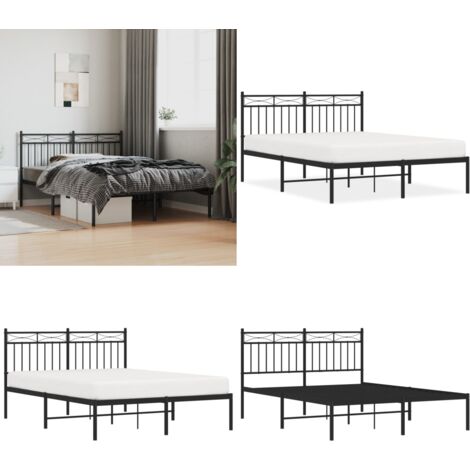 Estructura cama sin colchón con cabecero metal negro 140x190 cm - Cama sin colchón - Cabecero de cama