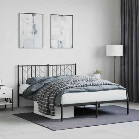Estructura cama sin colchón con cabecero metal negro 140x190 cm vidaXL