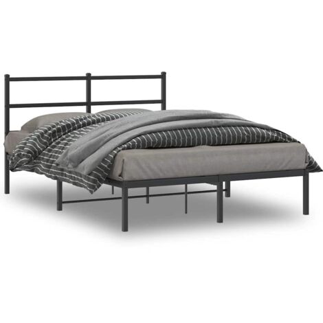 Estructura cama sin colchón con cabecero metal negro 140x200 cm