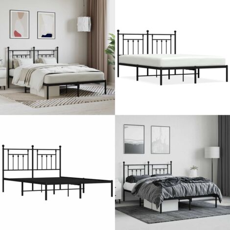 Estructura cama sin colchón con cabecero metal negro 140x200 cm - Cama sin colchón - Cabecero de cama