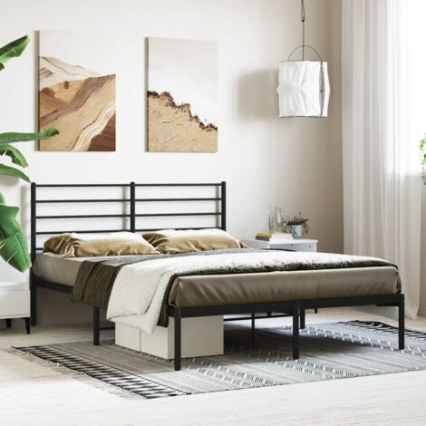Estructura cama sin colchón con cabecero metal negro 140x200 cm vidaXL