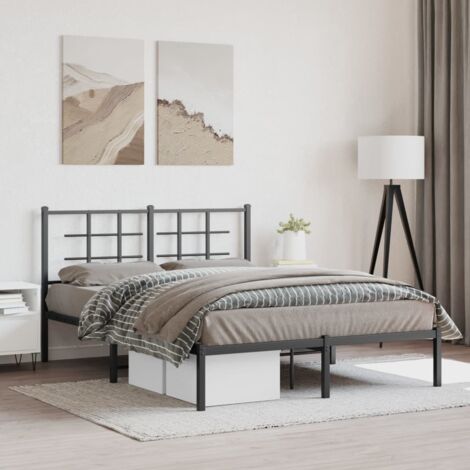 Estructura cama sin colchón con cabecero metal negro 140x200 cm vidaXL