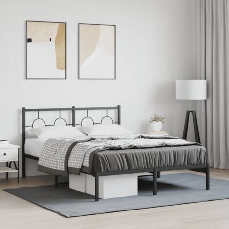 Estructura cama sin colchón con cabecero metal negro 140x200 cm vidaXL
