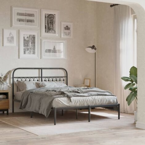 Estructura cama sin colchón con cabecero metal negro 140x200 cm vidaXL
