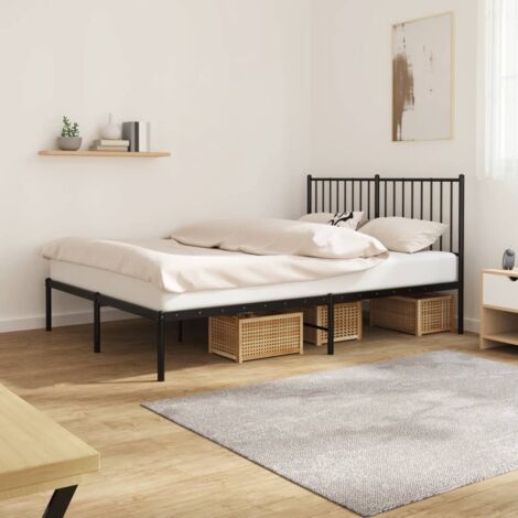 Estructura cama sin colchón con cabecero metal negro 140x200 cm vidaXL