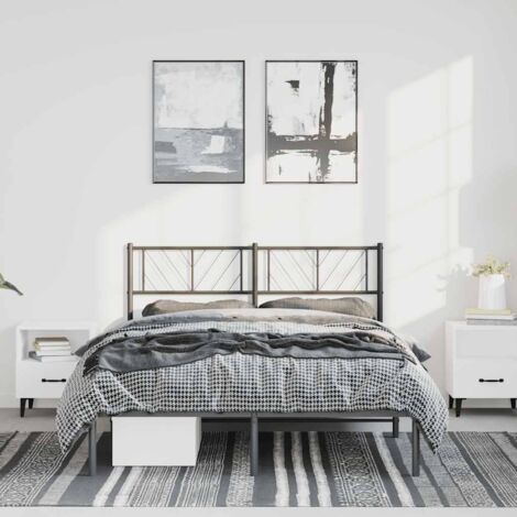 Estructura cama sin colchón con cabecero metal negro 150x200 cm