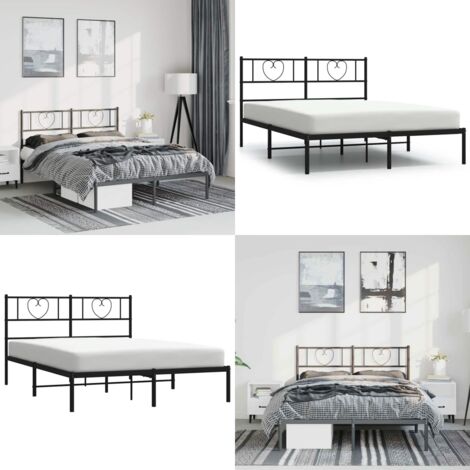 Estructura cama sin colchón con cabecero metal negro 150x200 cm - Cama sin colchón - Cabecero de cama