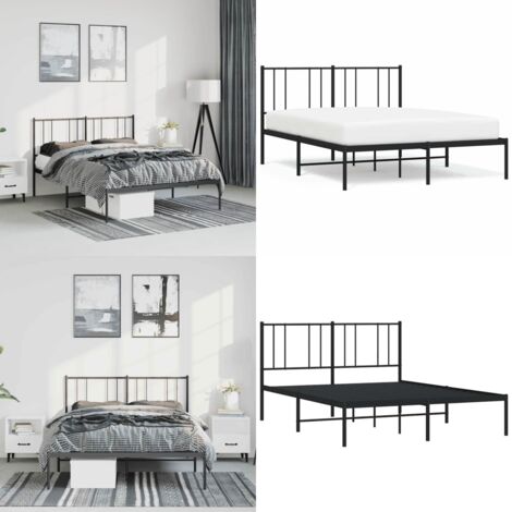 Estructura cama sin colchón con cabecero metal negro 150x200 cm - Cama sin colchón - Cabecero de cama