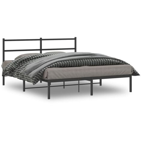 Estructura cama sin colchón con cabecero metal negro 150x200 cm vidaXL