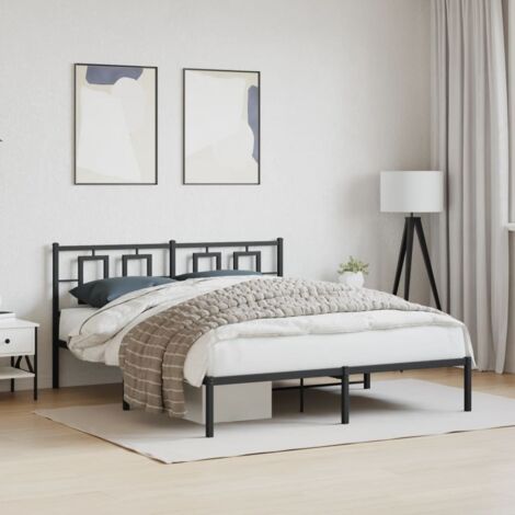 Estructura cama sin colchón con cabecero metal negro 150x200 cm vidaXL