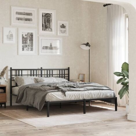 Estructura cama sin colchón con cabecero metal negro 150x200 cm vidaXL