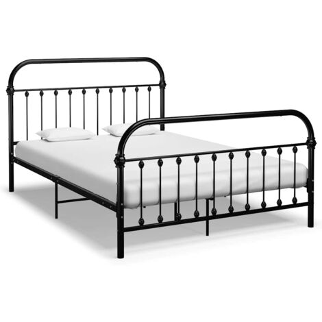 Estructura cama sin colchón con cabecero metal negro 160x200 cm
