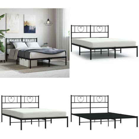 Estructura cama sin colchón con cabecero metal negro 160x200 cm - Cama sin colchón - Cabecero de cama