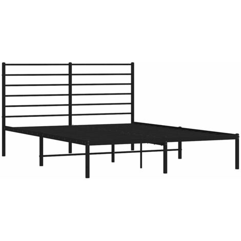 Estructura cama sin colchón con cabecero metal negro 160x200 cm vidaXL
