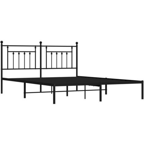 Estructura cama sin colchón con cabecero metal negro 160x200 cm vidaXL