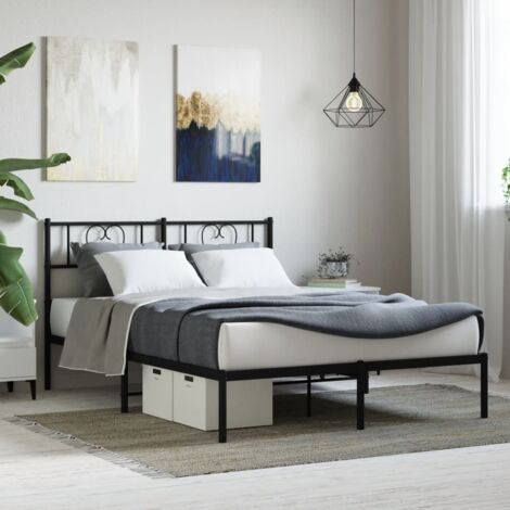 Estructura cama sin colchón con cabecero metal negro 160x200 cm vidaXL