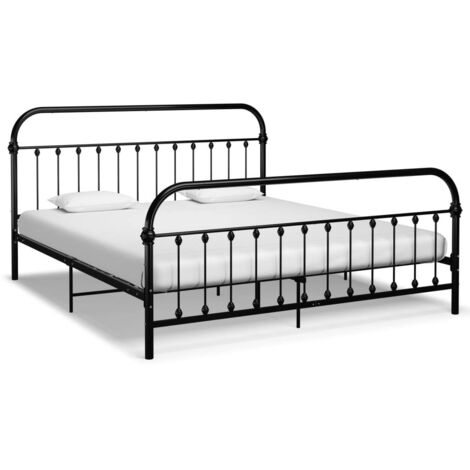 Estructura cama sin colchón con cabecero metal negro 180x200 cm