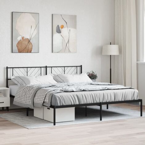 Estructura cama sin colchón con cabecero metal negro 180x200 cm