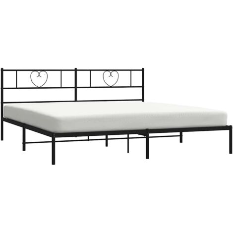 Estructura cama sin colchón con cabecero metal negro 180x200 cm vidaXL