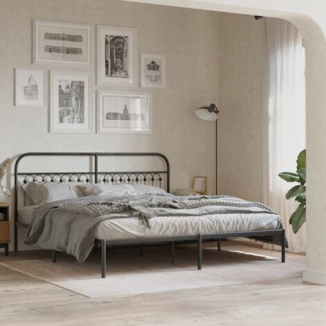 Estructura cama sin colchón con cabecero metal negro 183x213 cm