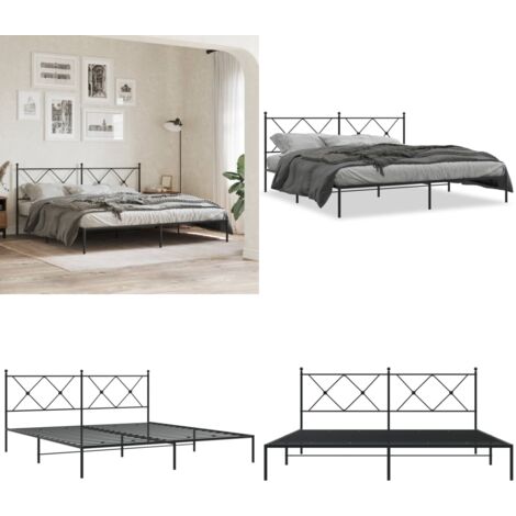 Estructura cama sin colchón con cabecero metal negro 183x213 cm - Cama sin colchón - Cabecero de cama