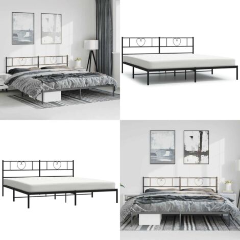Estructura cama sin colchón con cabecero metal negro 183x213 cm - Cama sin colchón - Cabecero de cama