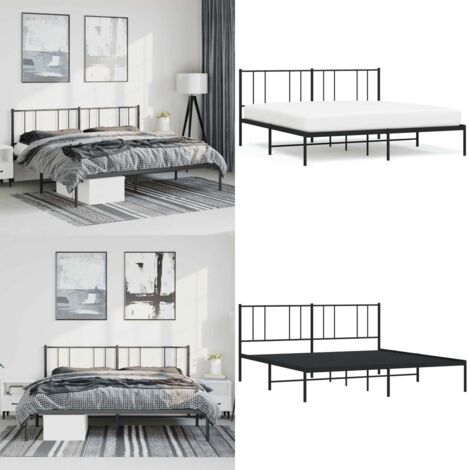 Estructura cama sin colchón con cabecero metal negro 183x213 cm - Cama sin colchón - Cabecero de cama