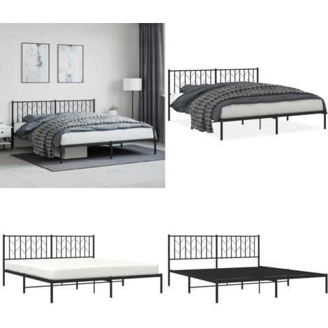 Estructura cama sin colchón con cabecero metal negro 183x213 cm - Cama sin colchón - Cabecero de cama