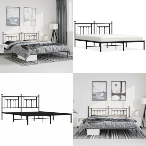 Estructura cama sin colchón con cabecero metal negro 183x213 cm - Cama sin colchón - Cabecero de cama
