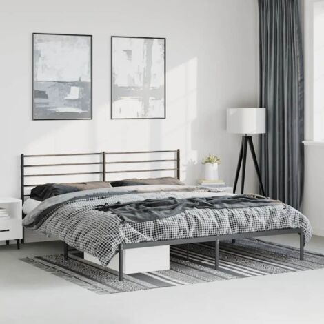Estructura cama sin colchón con cabecero metal negro 193x203 cm
